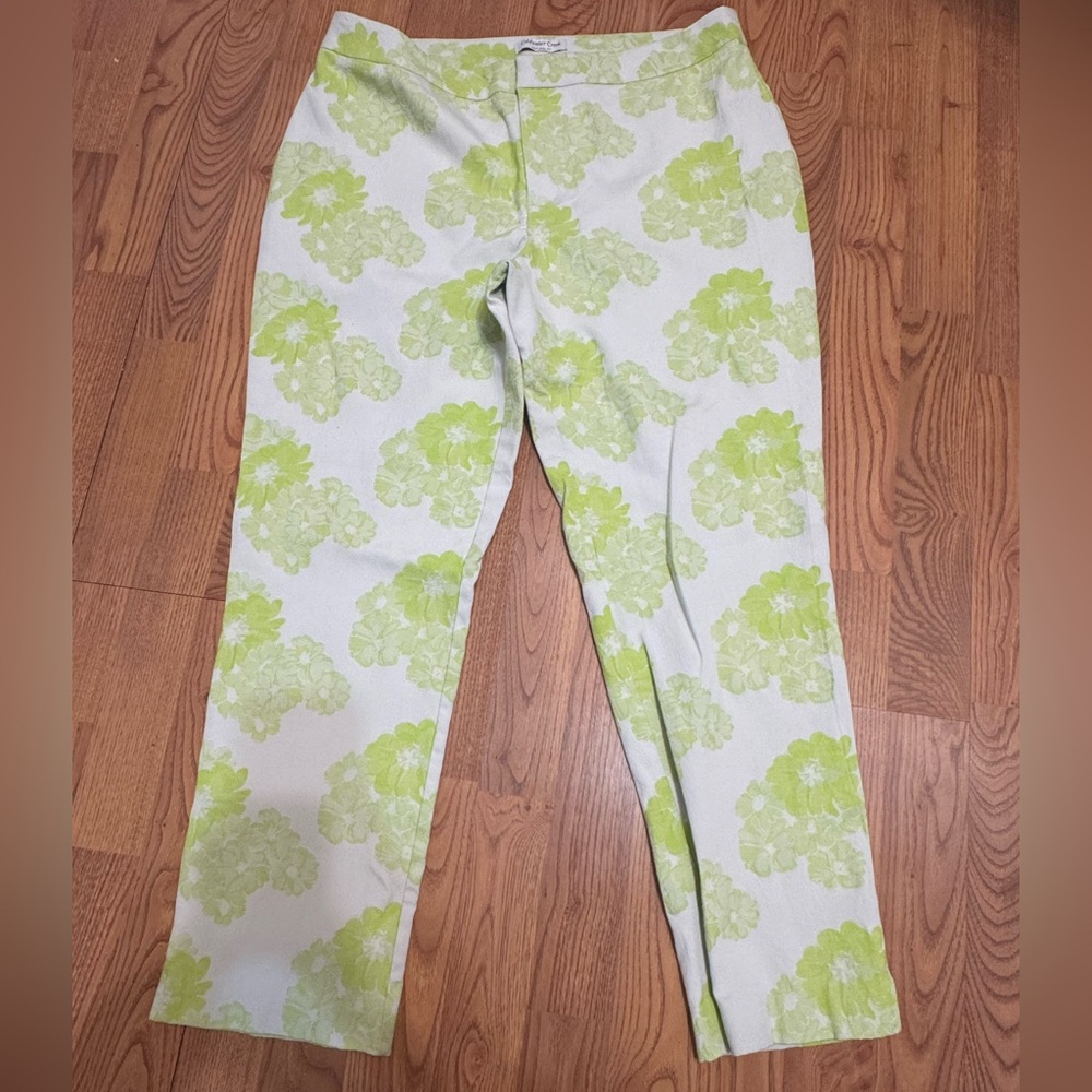 Coldwater Creek Lime Green Fun Floral Pants